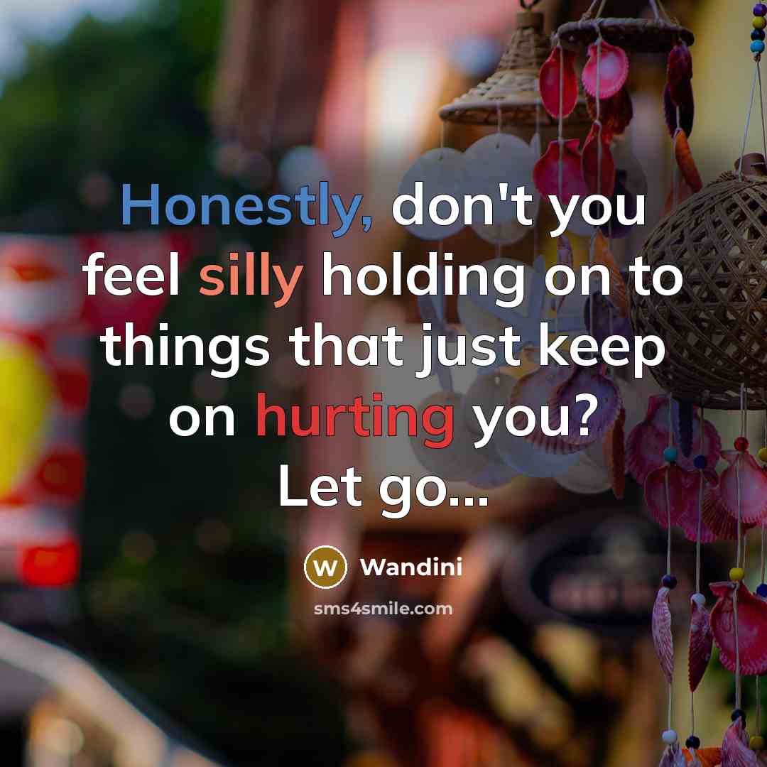 “Honestly, don't you feel silly holding on to things that just keep on hurting you? Let go...” quote by Wandini