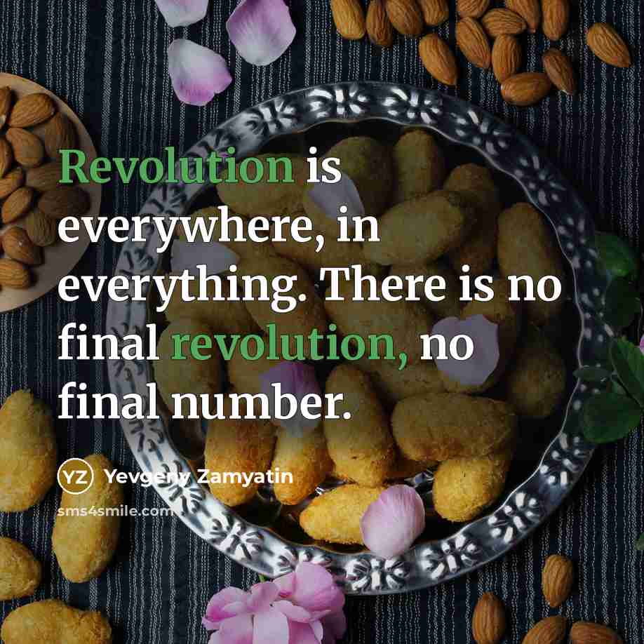 “Revolution is everywhere, in everything. There is no final revolution, no final number.” quote by Yevgeny Zamyatin
