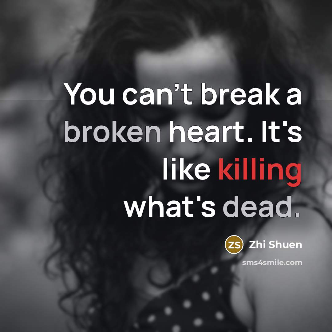 “You can't break a broken heart. It's like killing what's…” quote by Zhi Shuen