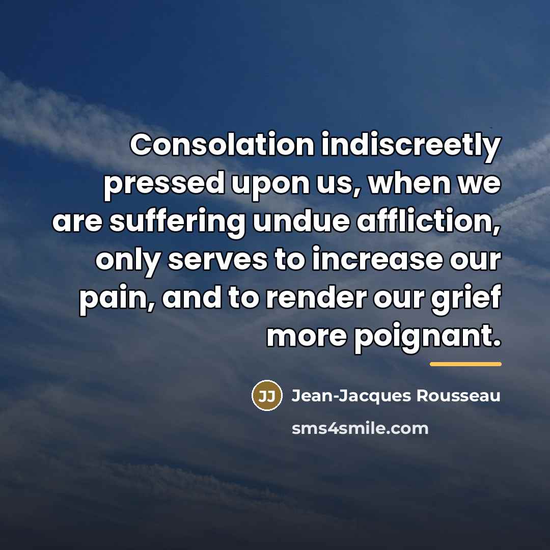 “Consolation indiscreetly pressed upon us, when we are suffering undue…” quote by Jean-Jacques Rousseau