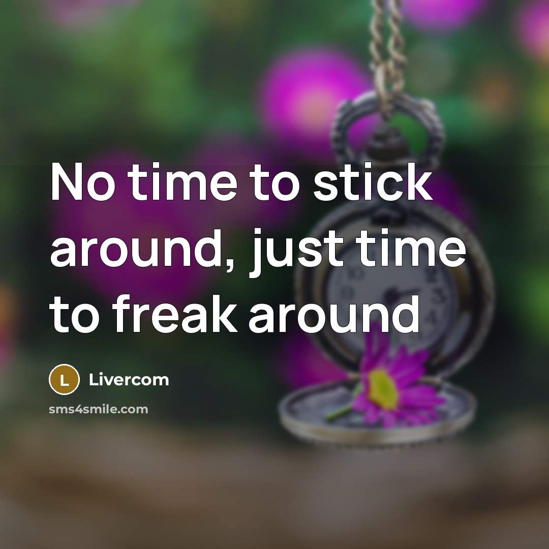“No time to stick around, just time to freak around” quote by Livercom