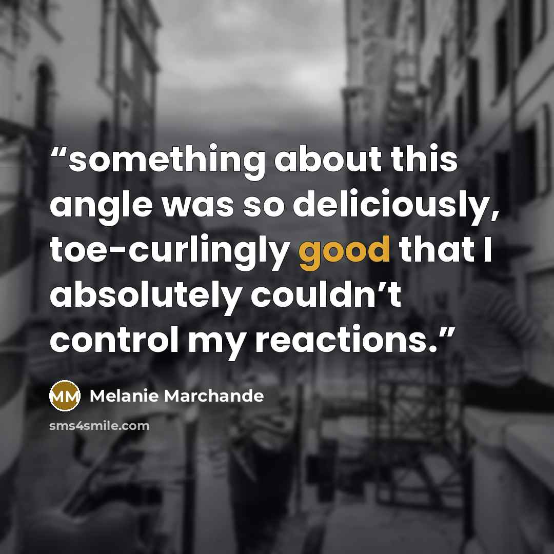 “something about this angle was so deliciously, toe-curlingly good that I absolutely couldn’t control my reactions.” quote by Melanie Marchande