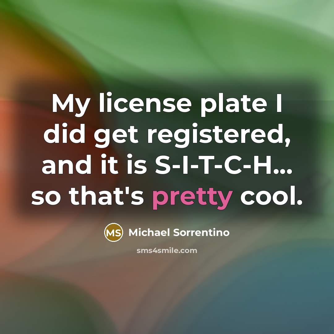 “My license plate I did get registered, and it is…” quote by Michael Sorrentino