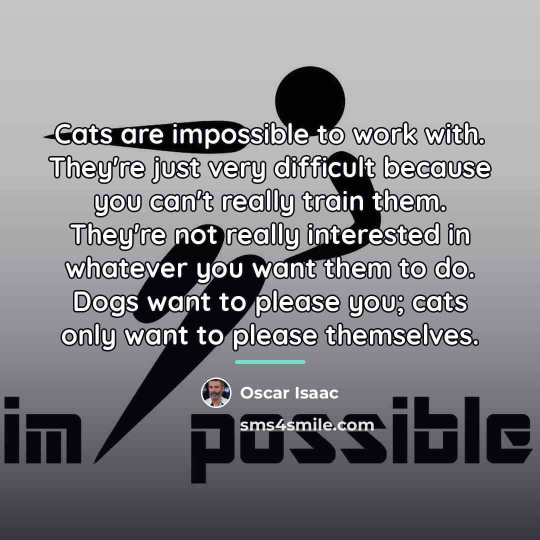 “Cats are impossible to work with. They're just very difficult…” quote by Oscar Isaac