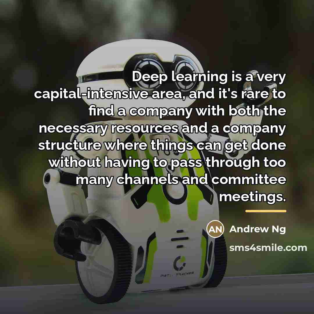 “Deep learning is a very capital-intensive area, and it's rare…” quote by Andrew Ng