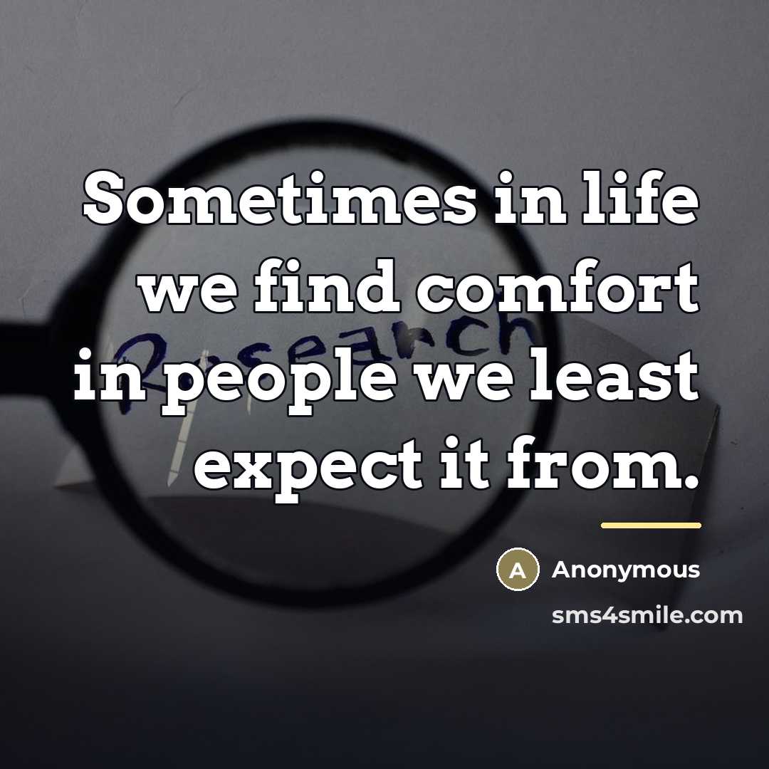 “Sometimes in life we find comfort in people we least…” quote by Anonymous