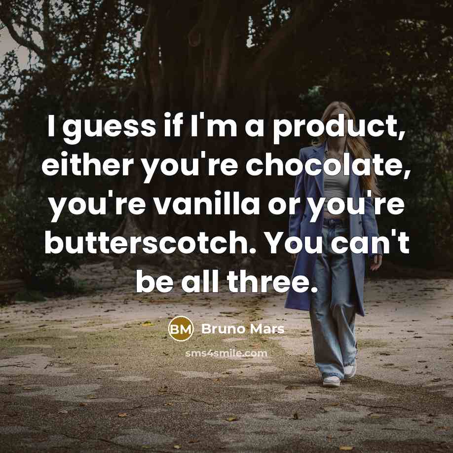 “I guess if I'm a product, either you're chocolate, you're…” quote by Bruno Mars