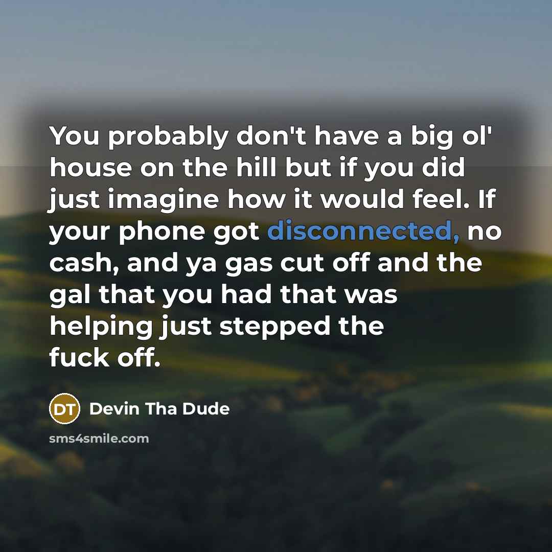 “You probably don't have a big ol' house on the…” quote by Devin Tha Dude