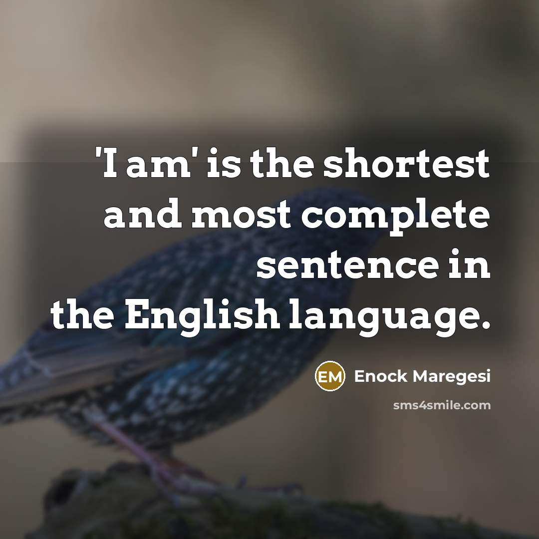 “'I am' is the shortest and most complete sentence in…” quote by Enock Maregesi