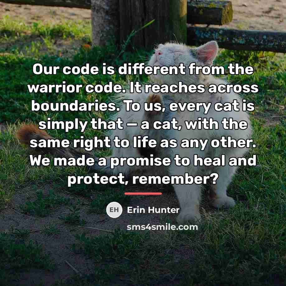 “Our code is different from the warrior code. It reaches…” quote by Erin Hunter