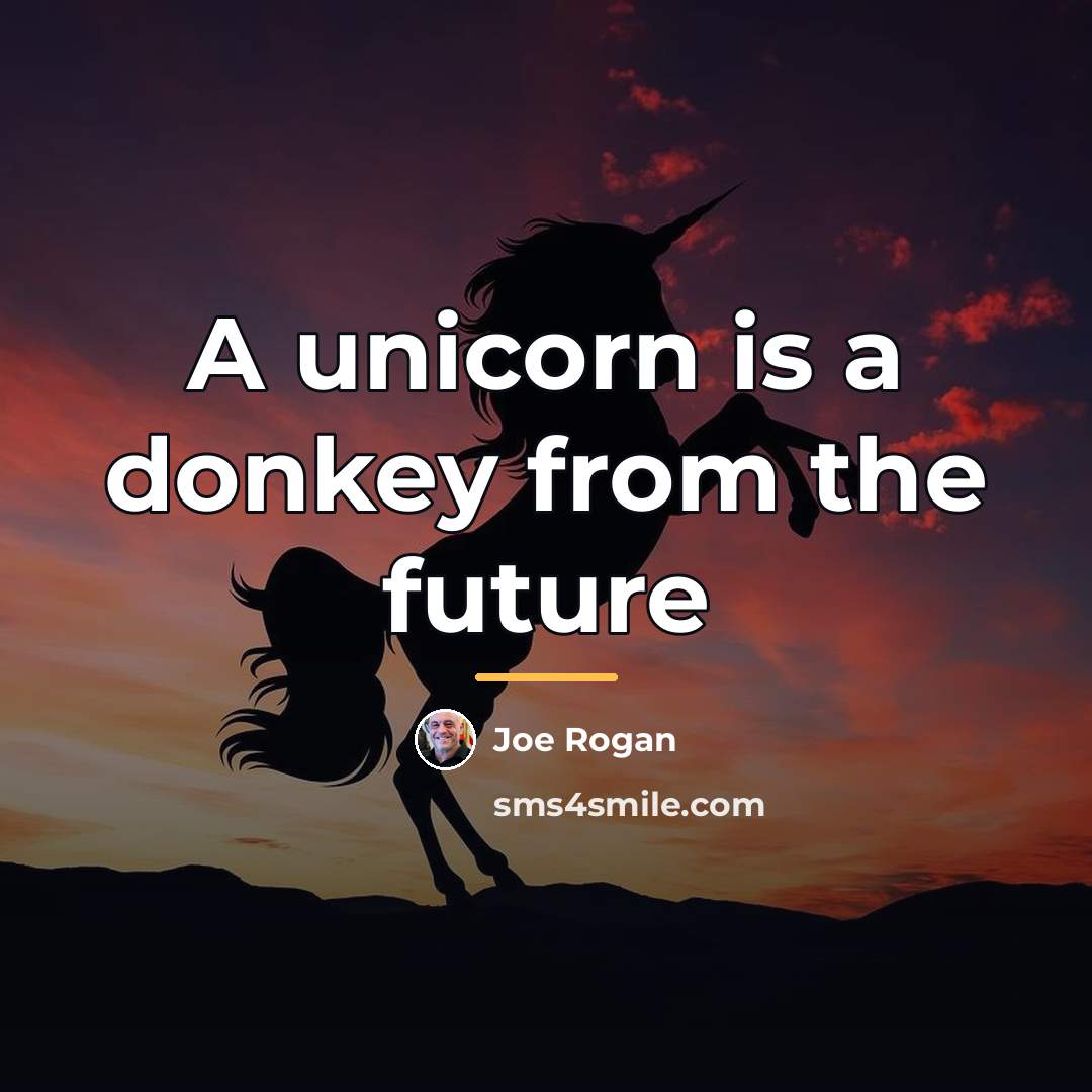 “A unicorn is a donkey from the future…” quote by Joe Rogan