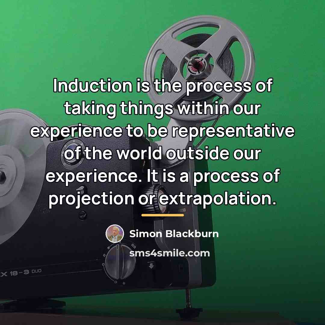 “Induction is the process of taking things within our experience…” quote by Simon Blackburn