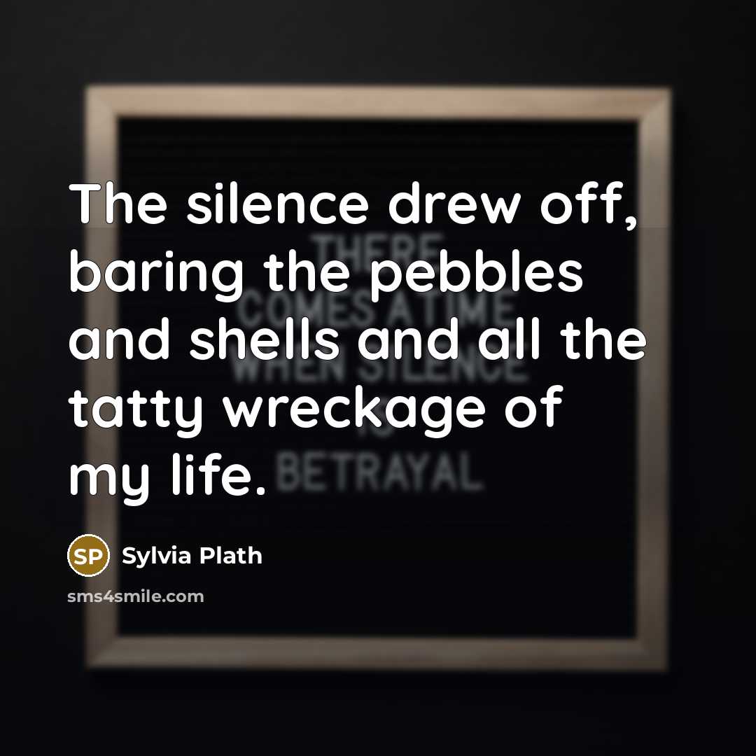 “The silence drew off, baring the pebbles and shells and…” quote by Sylvia Plath