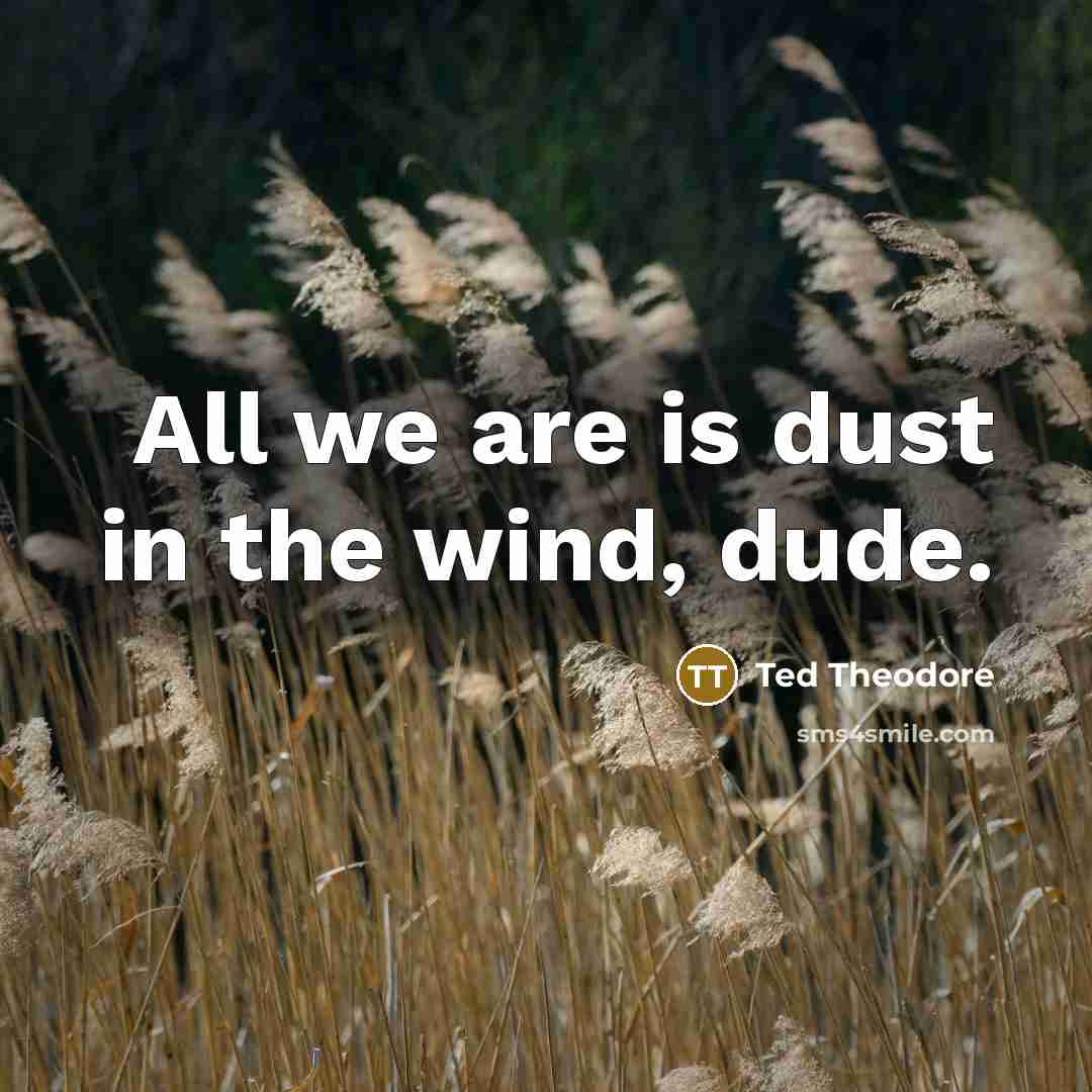 “All we are is dust in the wind, dude.…” quote by Ted Theodore