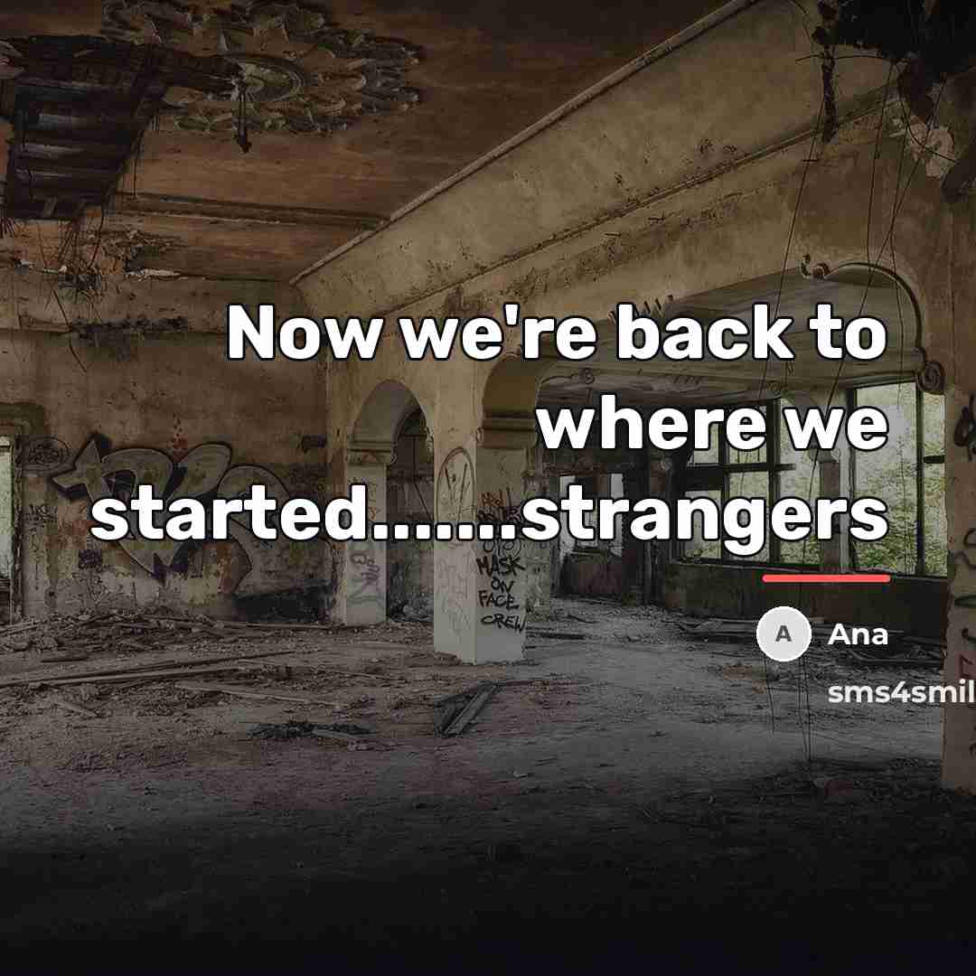 “Now we're back to where we started.......strangers…” quote by Ana