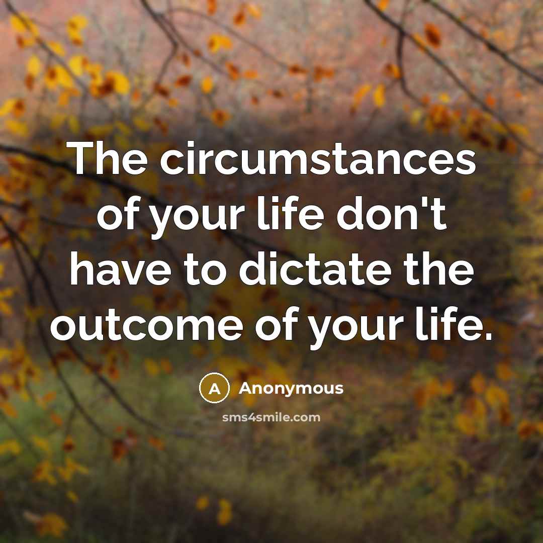 “The circumstances of your life don't have to dictate the…” quote by Anonymous