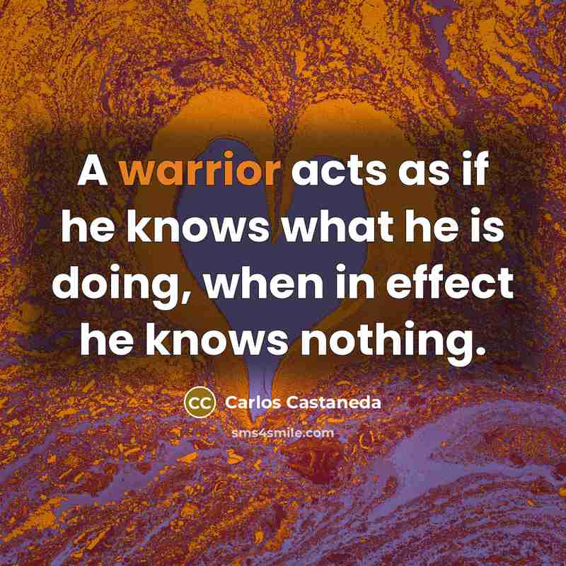 “A warrior acts as if he knows what he is…” quote by Carlos Castaneda