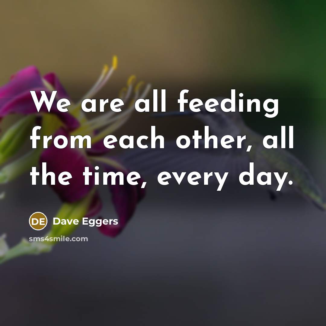 “We are all feeding from each other, all the time,…” quote by Dave Eggers