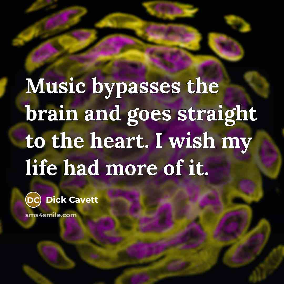 “Music bypasses the brain and goes straight to the heart.…” quote by Dick Cavett