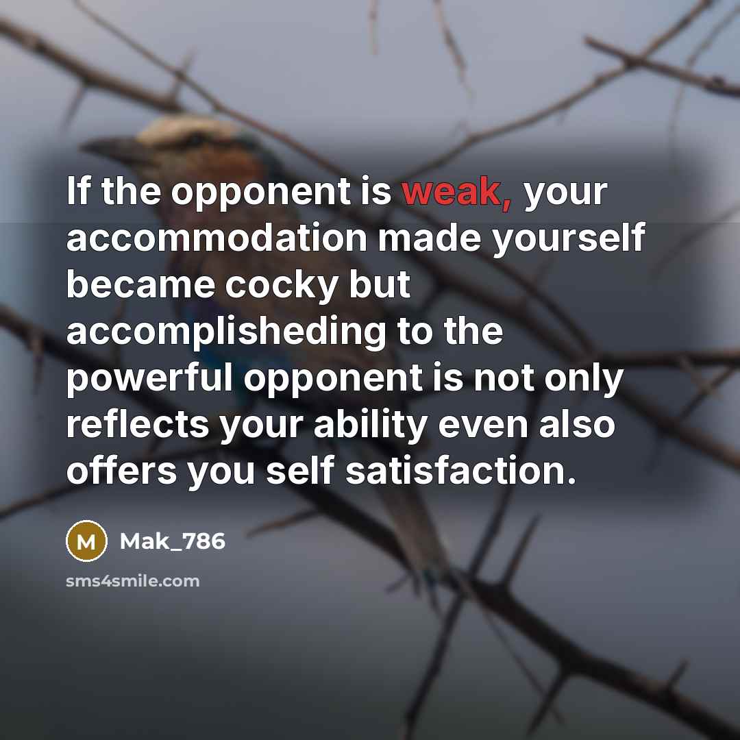 “If the opponent is weak, your accommodation made yourself became…” quote by Mak_786