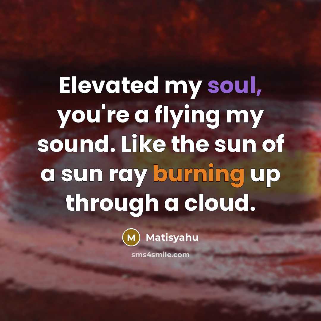 “Elevated my soul, you're a flying my sound. Like the…” quote by Matisyahu
