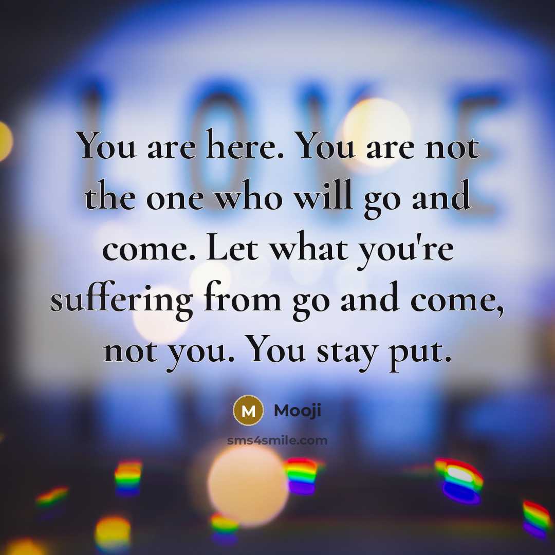 “You are here. You are not the one who will…” quote by Mooji