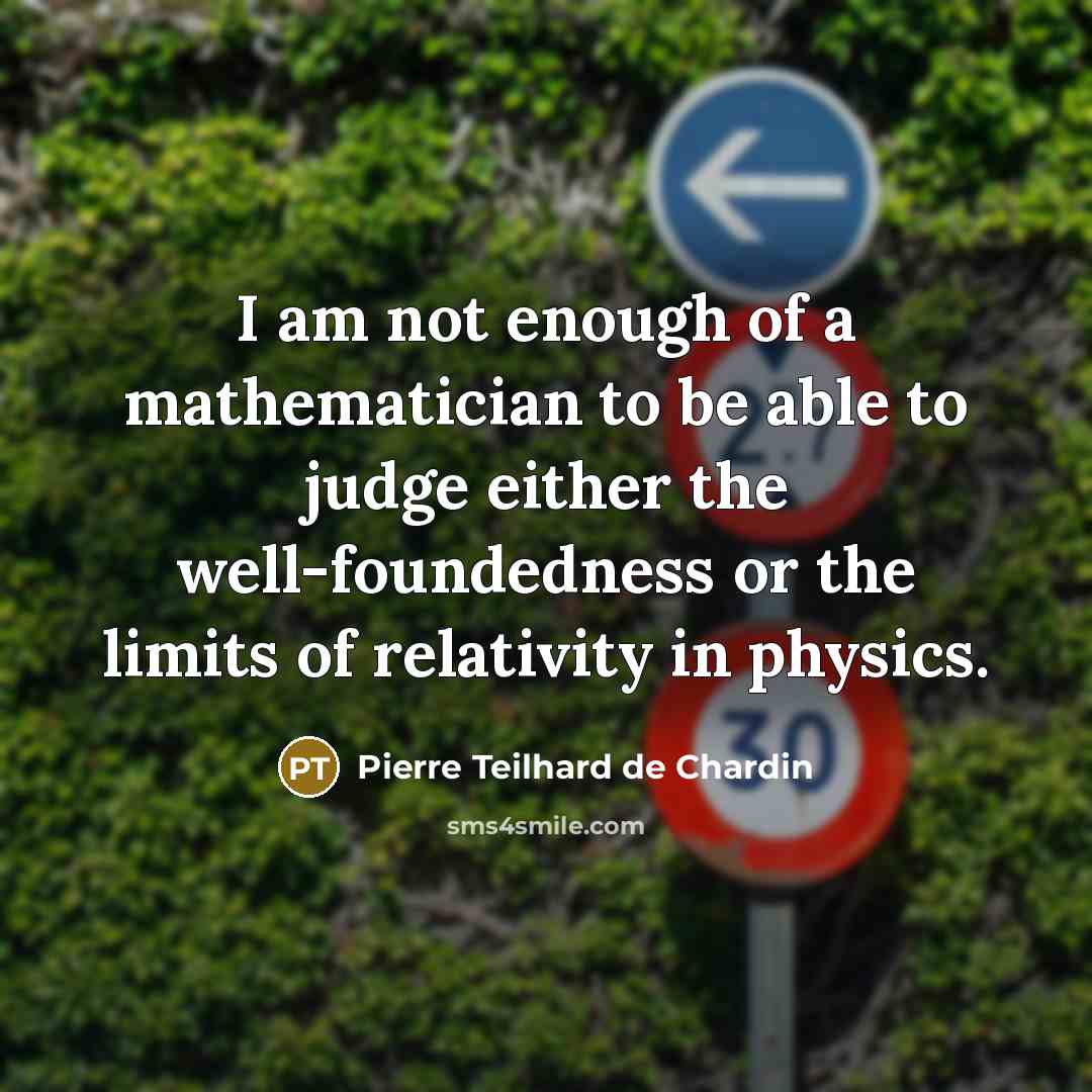 “I am not enough of a mathematician to be able…” quote by Pierre Teilhard de Chardin
