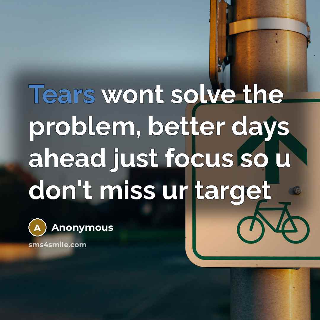 “Tears wont solve the problem, better days ahead just focus so u don't miss ur target” quote by Anonymous