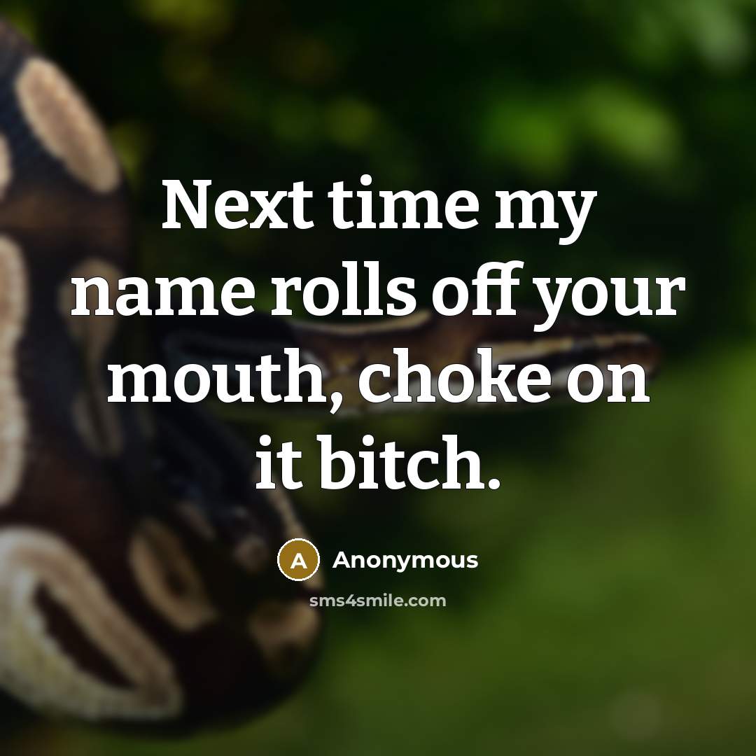 “Next time my name rolls off your mouth, choke on it bitch.” quote by Anonymous
