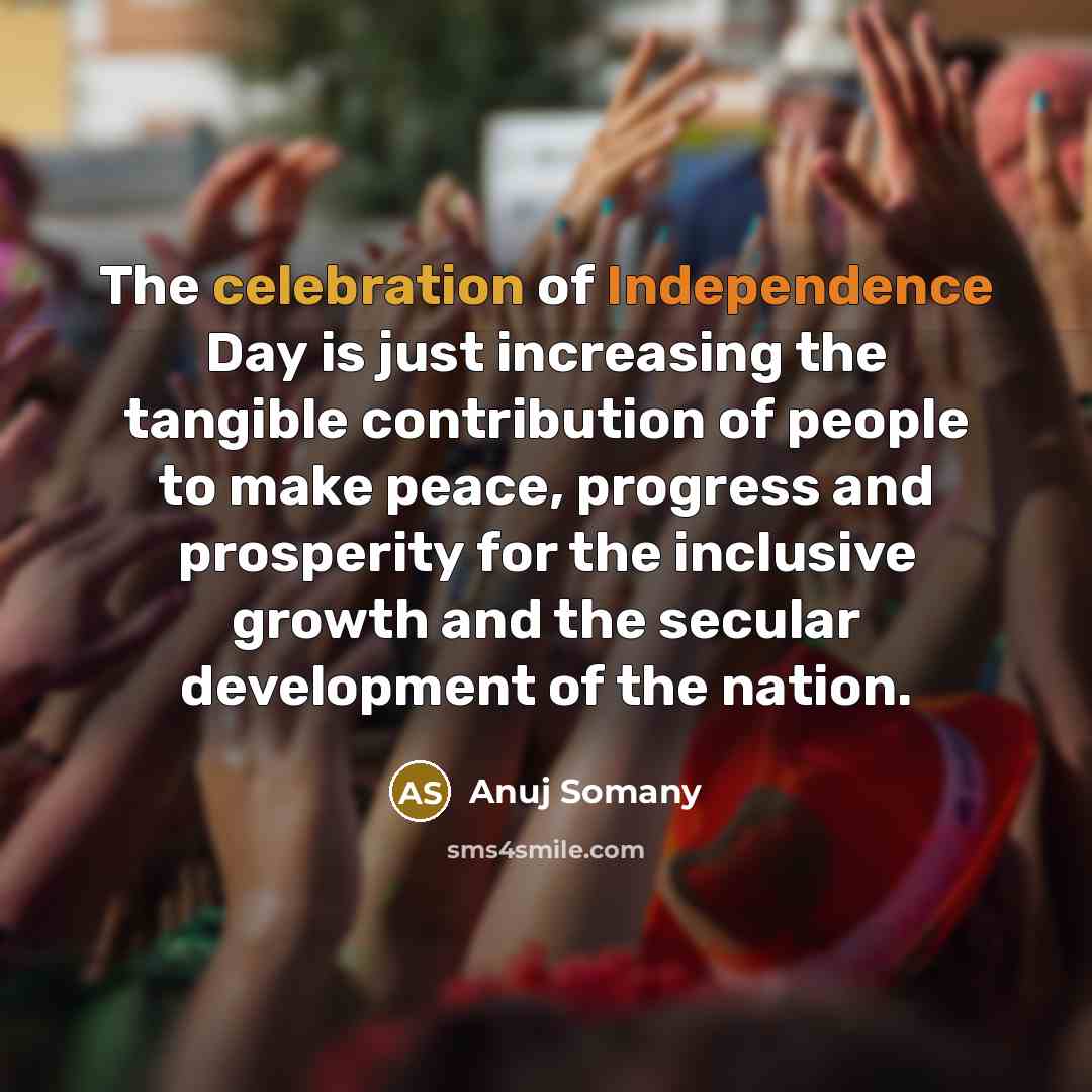 “The celebration of Independence Day is just increasing the tangible…” quote by Anuj Somany