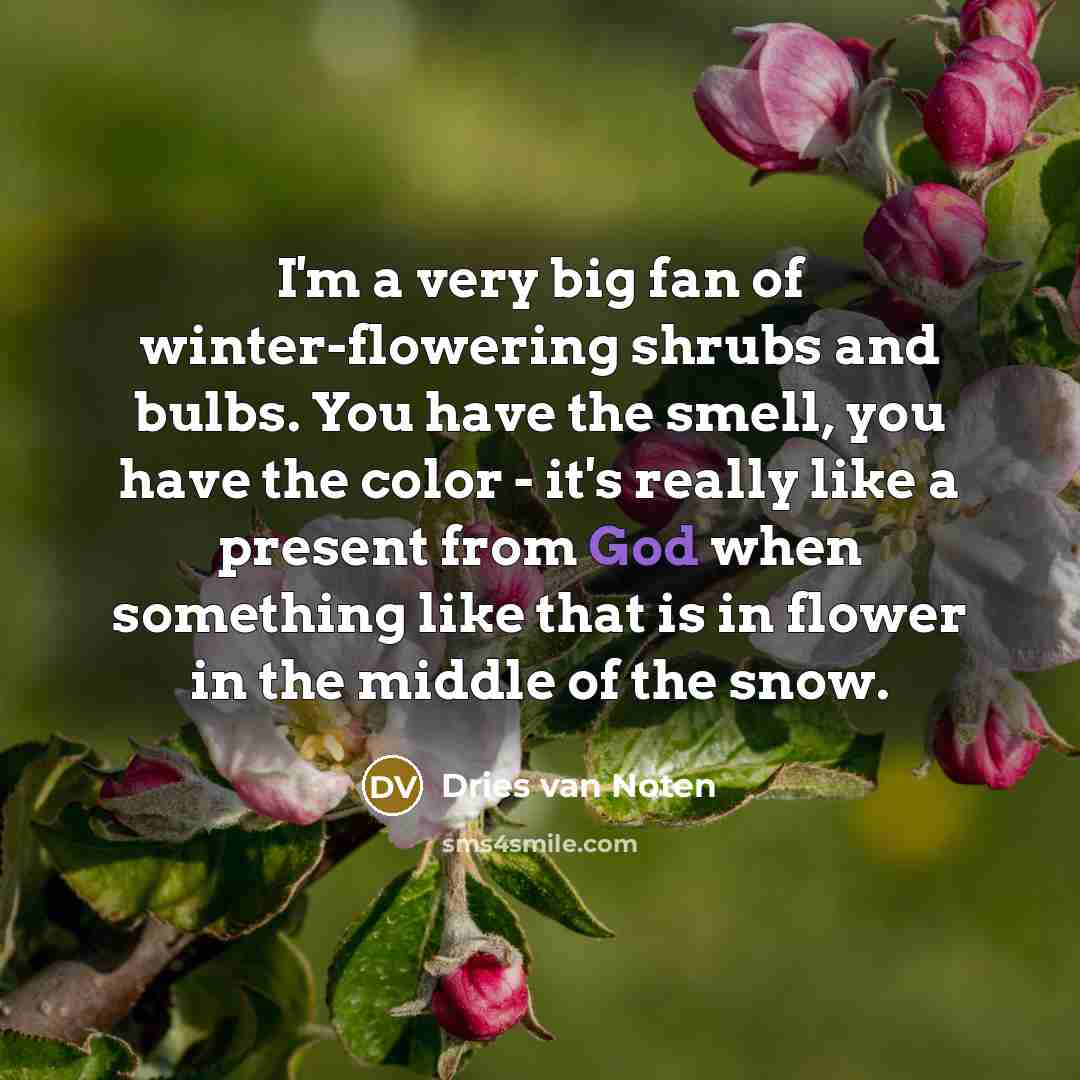 “I'm a very big fan of winter-flowering shrubs and bulbs.…” quote by Dries van Noten