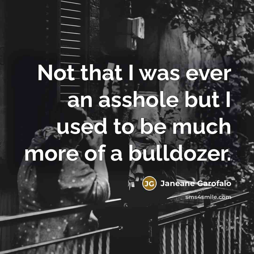 “Not that I was ever an asshole but I used to be much more of a bulldozer.” quote by Janeane Garofalo