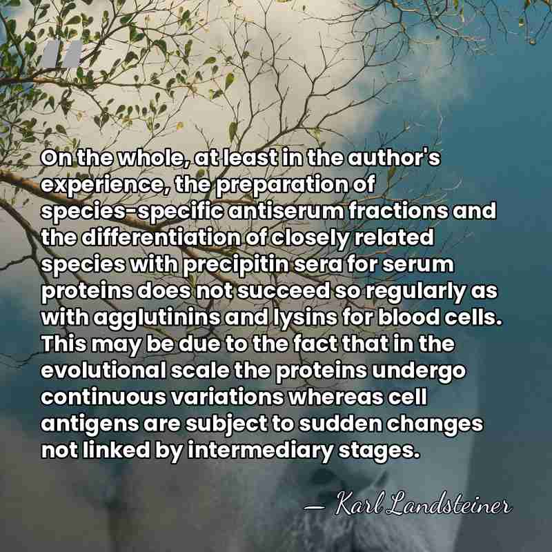 On the whole, at least in the author's experience, the preparation of&hellip; - Karl Landsteiner