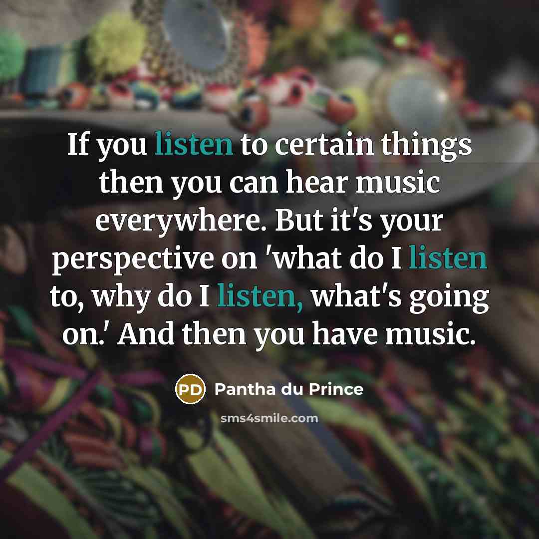 “If you listen to certain things then you can hear…” quote by Pantha du Prince