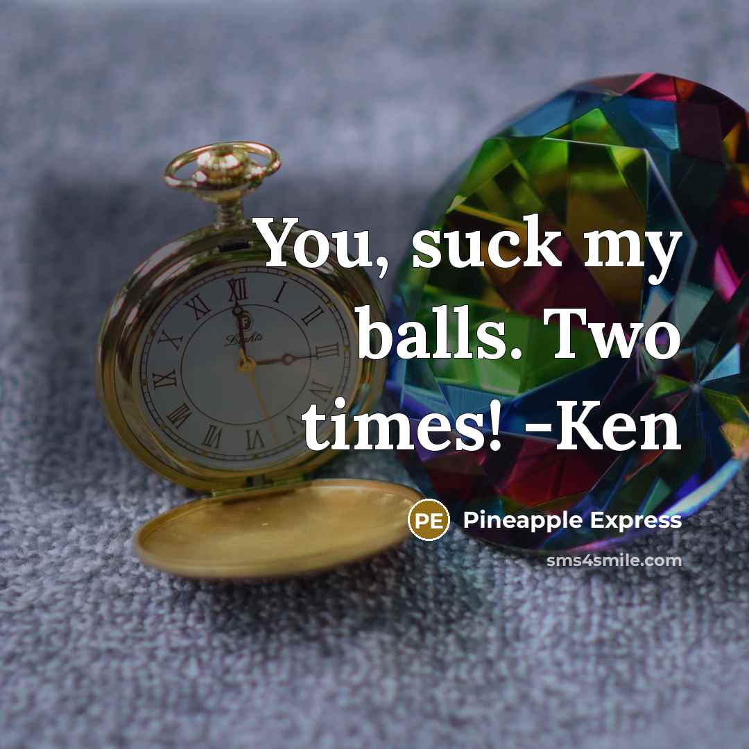 “You, suck my balls. Two times! -Ken…” quote by Pineapple Express