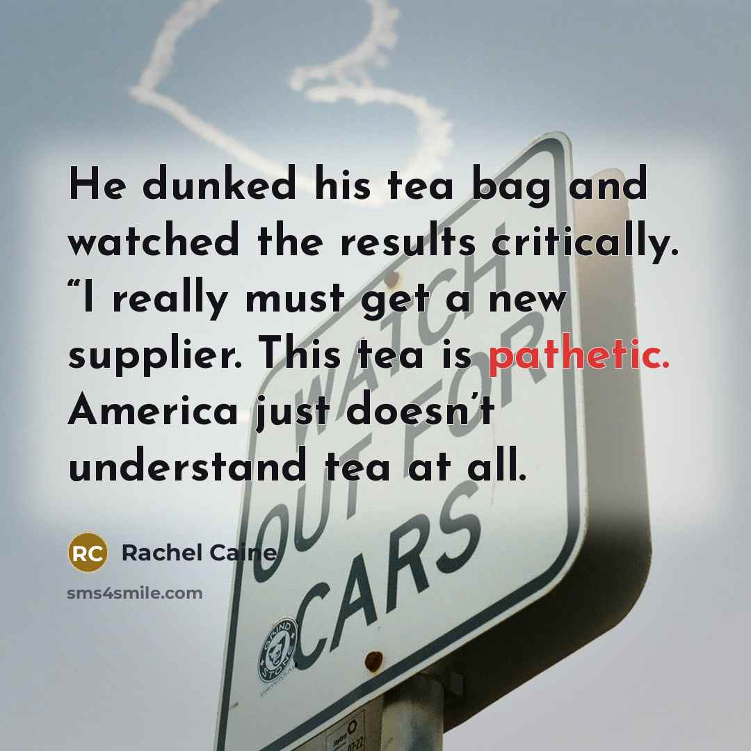 “He dunked his tea bag and watched the results critically.…” quote by Rachel Caine