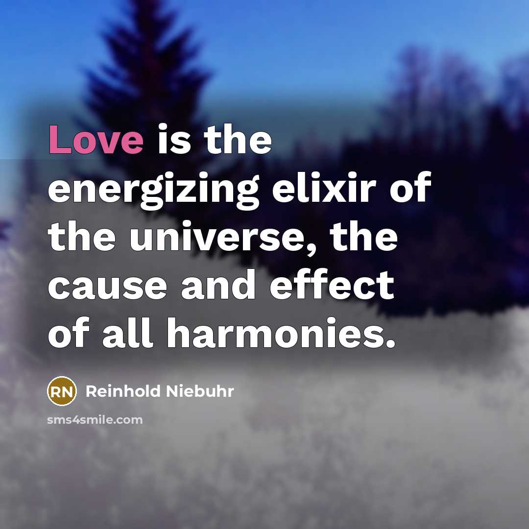 “Love is the energizing elixir of the universe, the cause…” quote by Reinhold Niebuhr