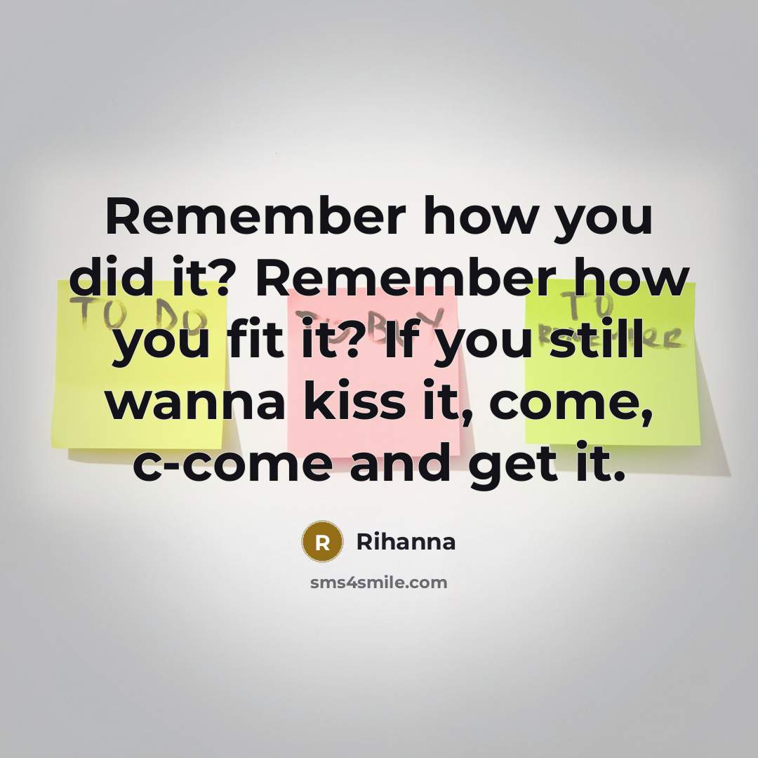“Remember how you did it? Remember how you fit it?…” quote by Rihanna