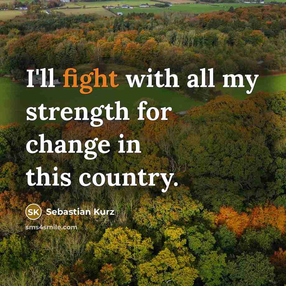 “I'll fight with all my strength for change in this…” quote by Sebastian Kurz
