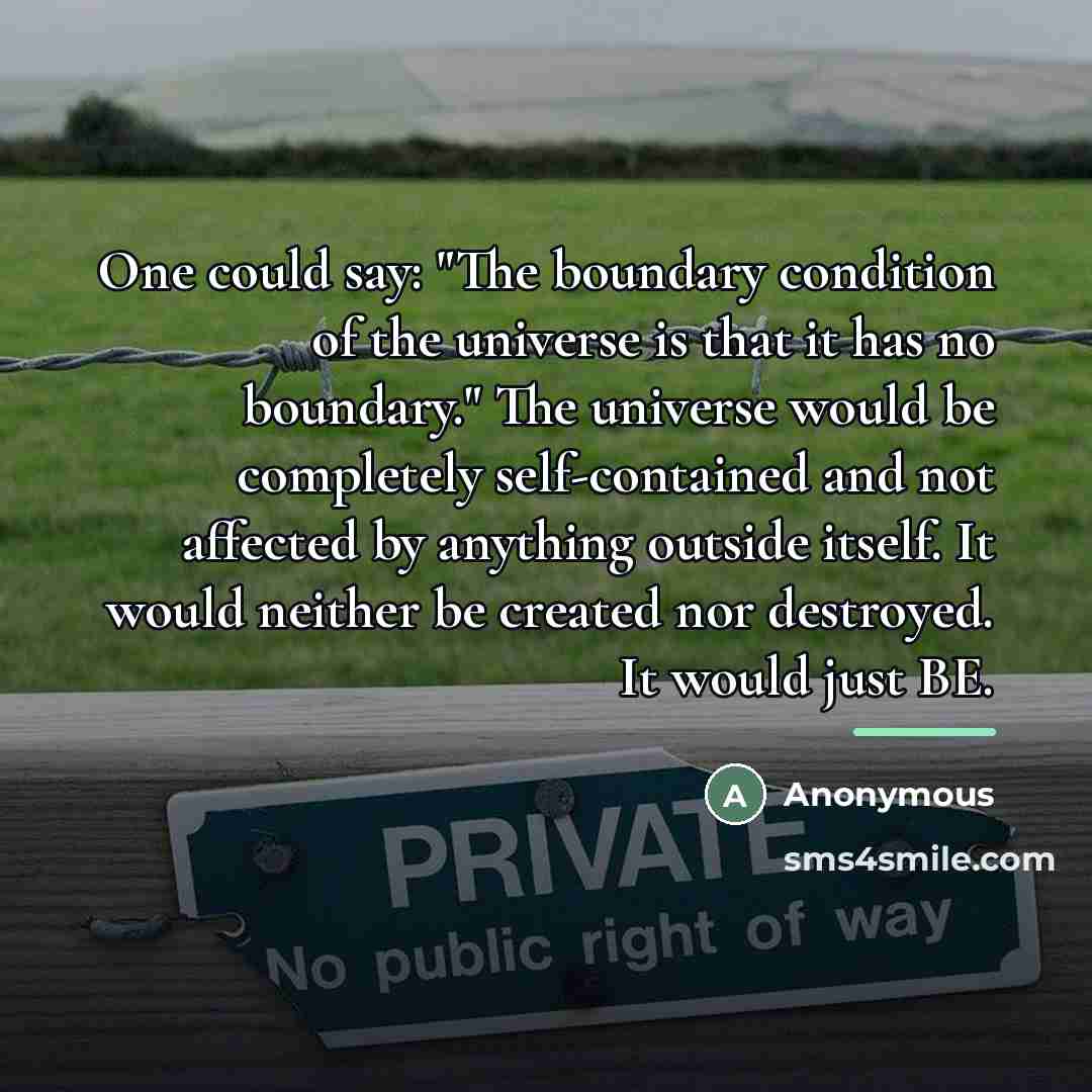 “One could say: "The boundary condition of the universe is…” quote by Anonymous
