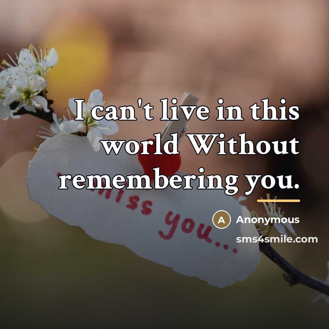 “I can't live in this world Without remembering you.…” quote by Anonymous