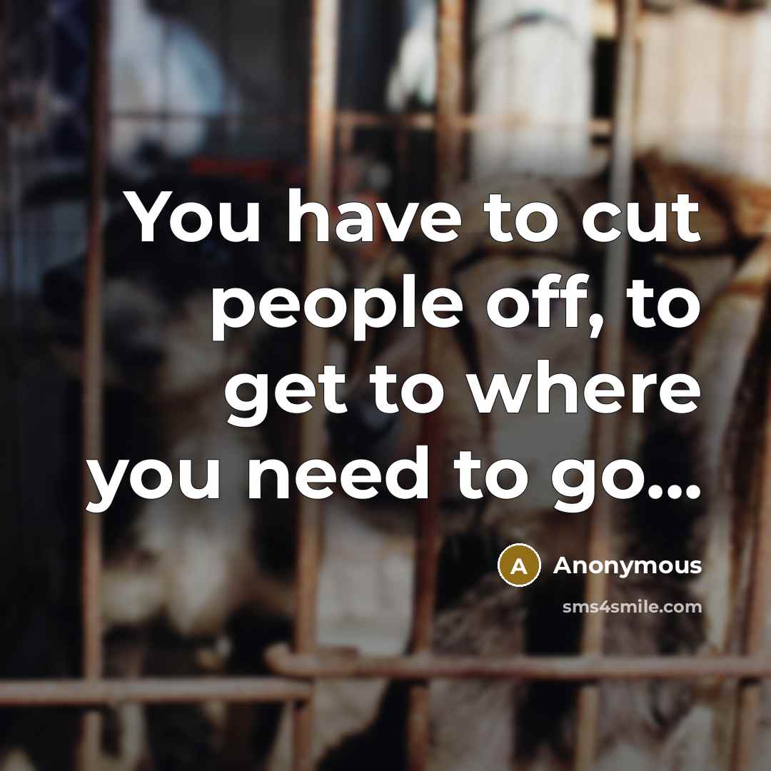 “You have to cut people off, to get to where you need to go...” quote by Anonymous