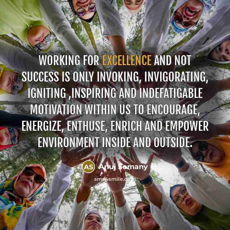 “Working for excellence and not success is only invoking, invigorating,…” quote by Anuj Somany