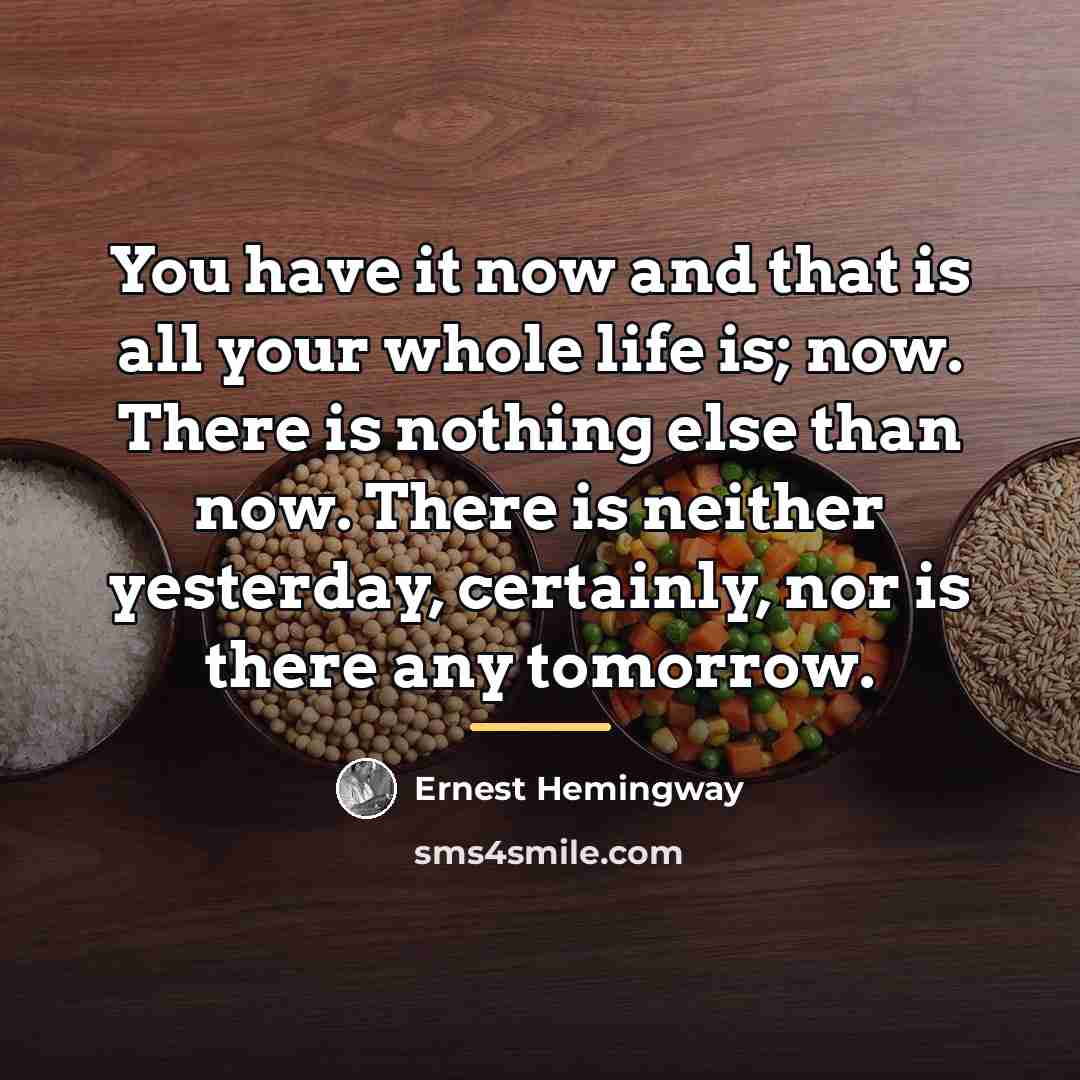 “You have it now and that is all your whole…” quote by Ernest Hemingway