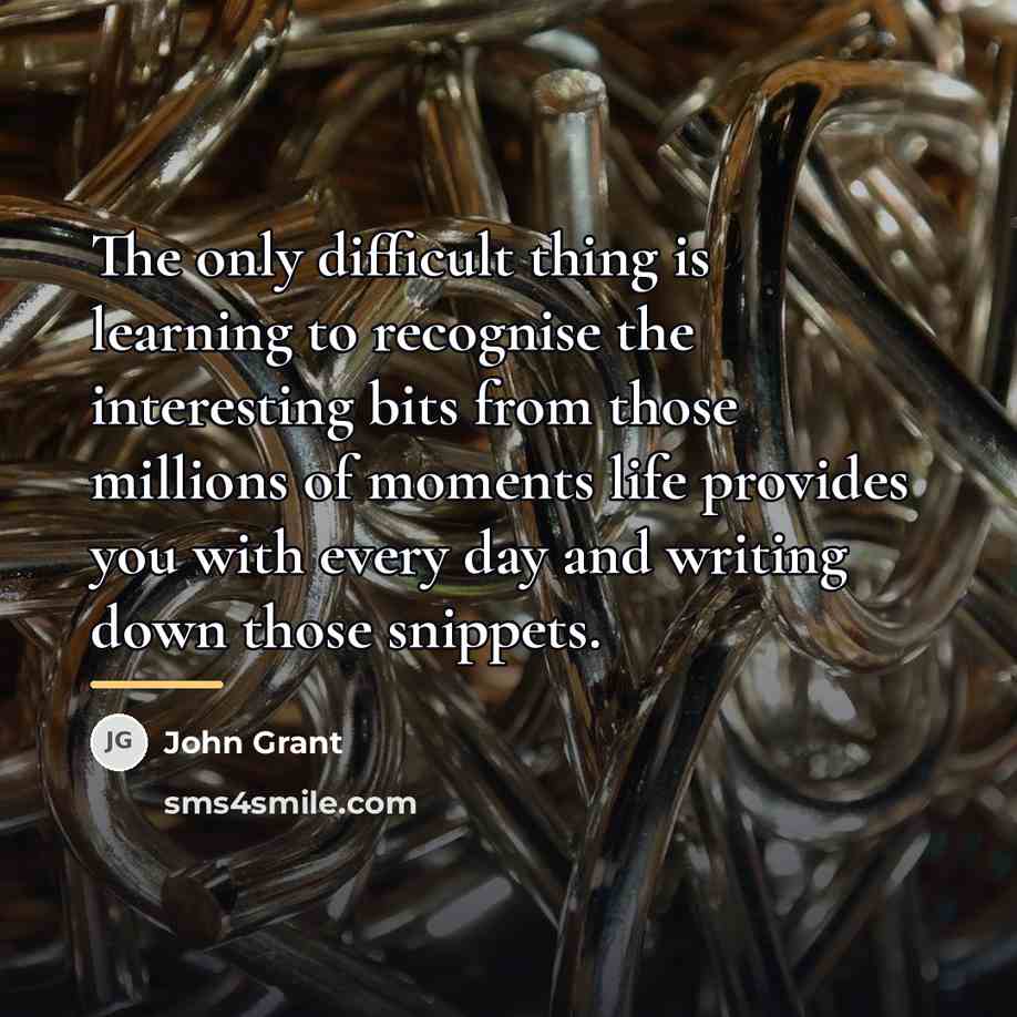 “The only difficult thing is learning to recognise the interesting…” quote by John Grant