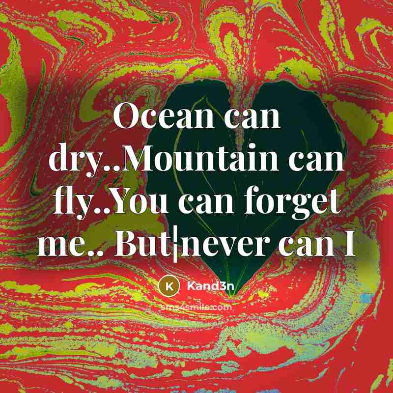 “Ocean can dry..Mountain can fly..You can forget me.. But¦never can…” quote by Kand3n