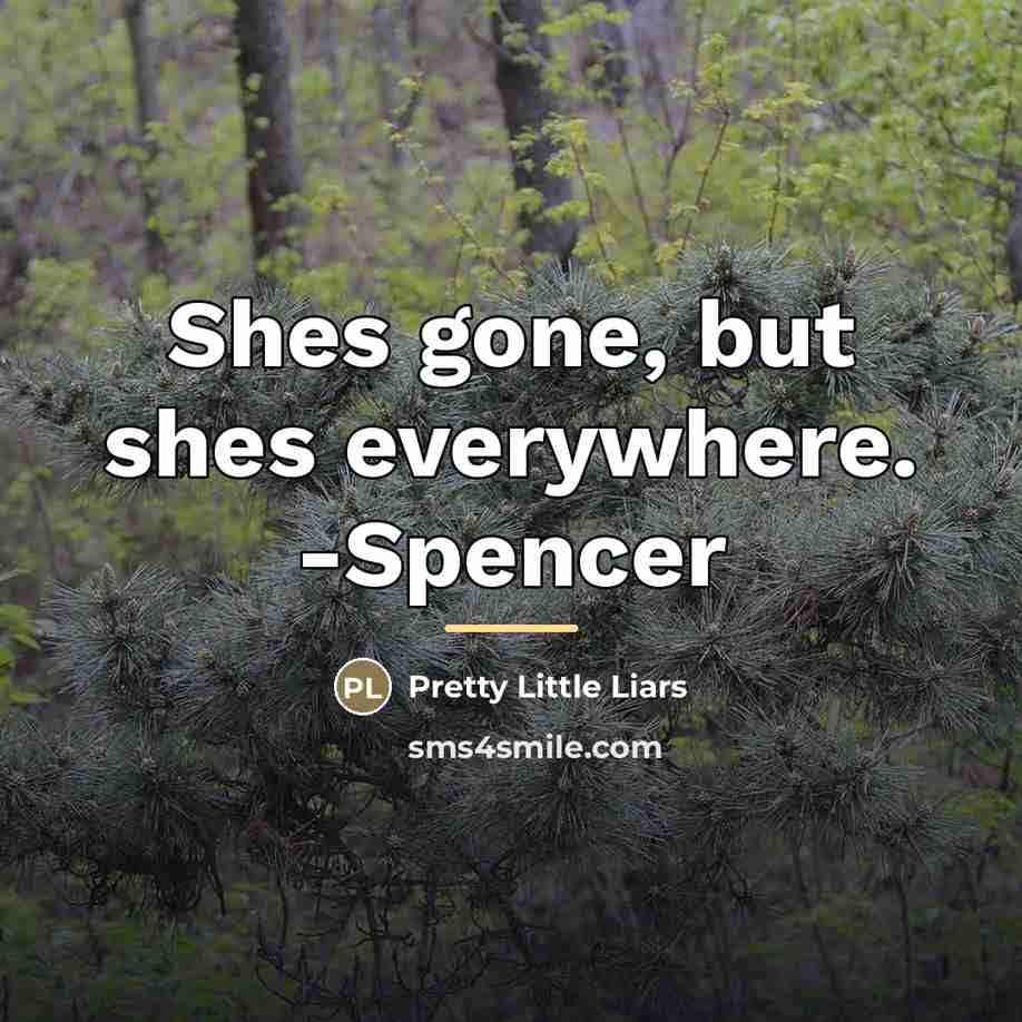 “Shes gone, but shes everywhere. -Spencer…” quote by Pretty Little Liars