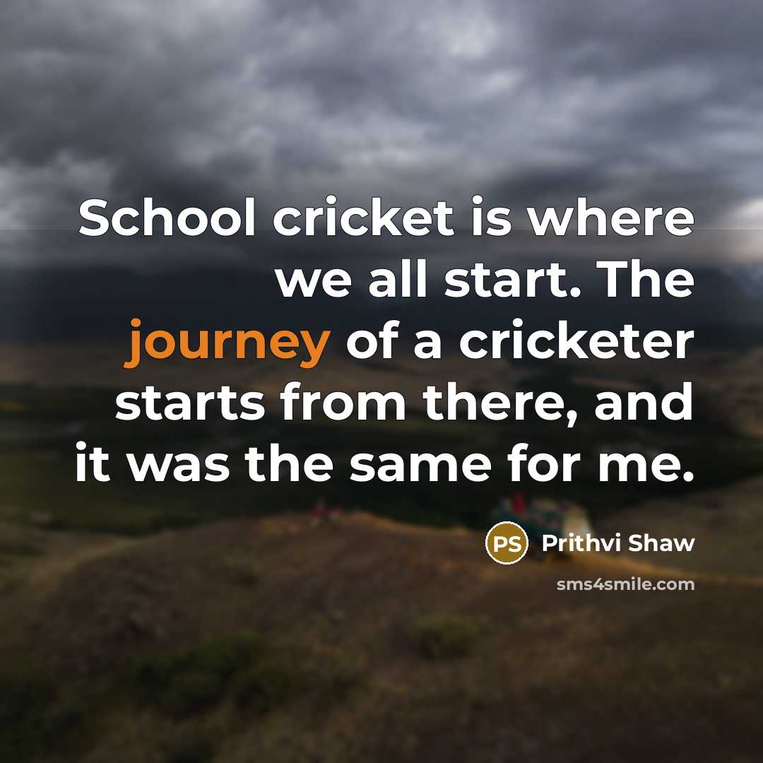 “School cricket is where we all start. The journey of…” quote by Prithvi Shaw
