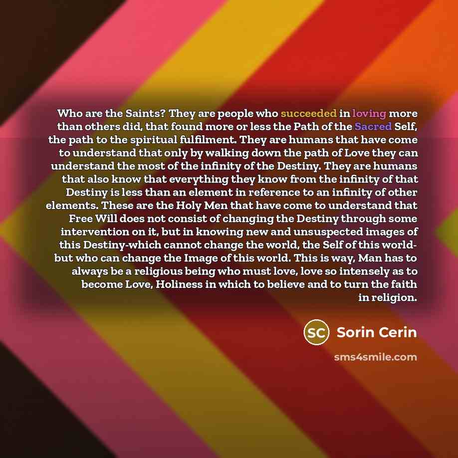 “Who are the Saints? They are people who succeeded in…” quote by Sorin Cerin