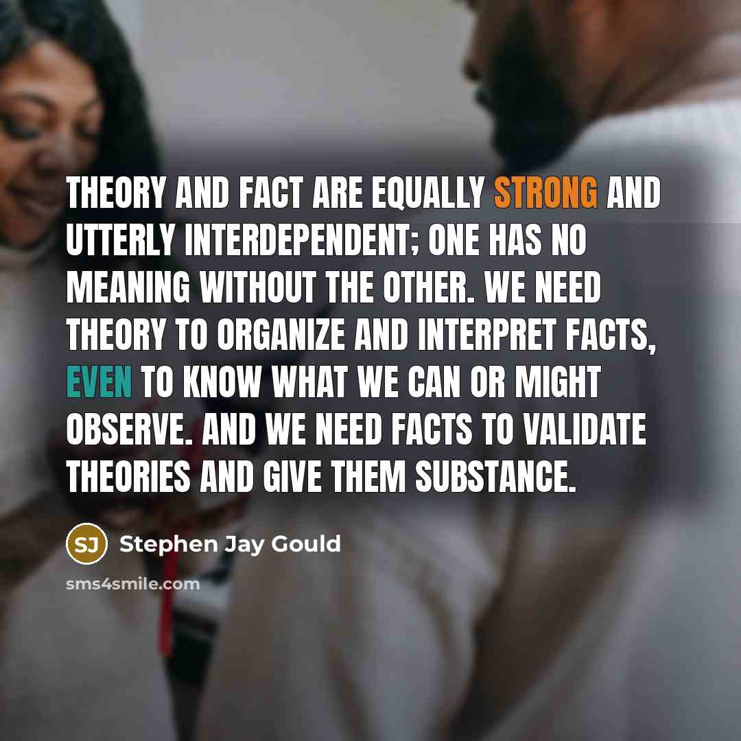 “Theory and fact are equally strong and utterly interdependent; one…” quote by Stephen Jay Gould
